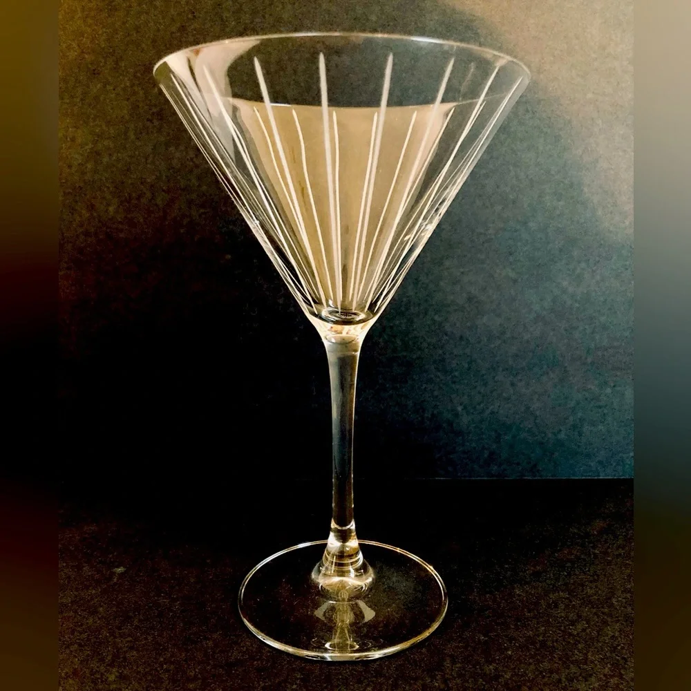 Cocktail glasses etched lead free crystal set of four Williams Sonoma